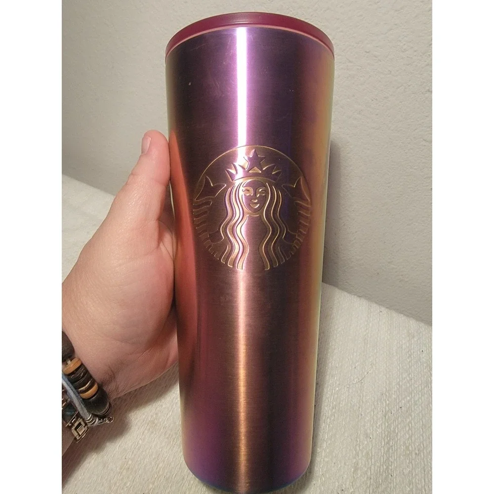 Starbucks Stainless Steel Pink Halo cup tumbler 24oz 2022 No Straw EUC